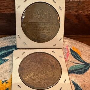 VTG 1962 Worlds Fair Seattle One Dollar Coins set of 2 Century 21 Exposition